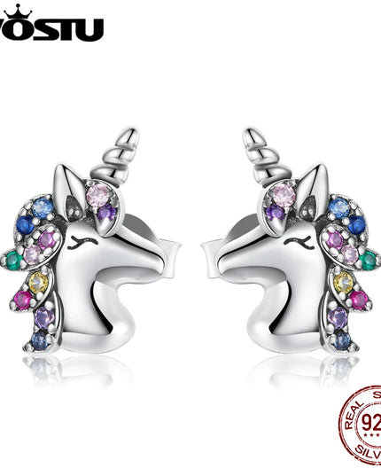 Sculpted CZ Unicorn Stud Earrings