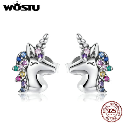 Sculpted CZ Unicorn Stud Earrings