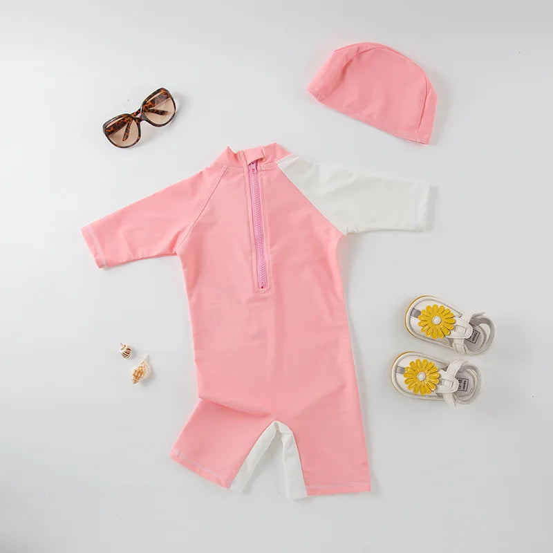 Girls One Piece Unicorn Swimsuit Pink