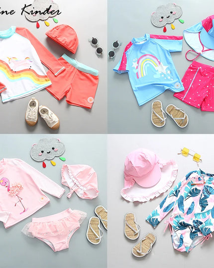 Coral Childrens Unicorn Swimsuit Set