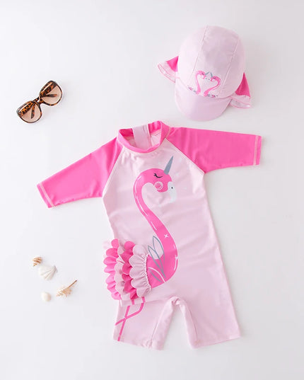 Purple Unicorn Swimsuit Size 7 with Cap