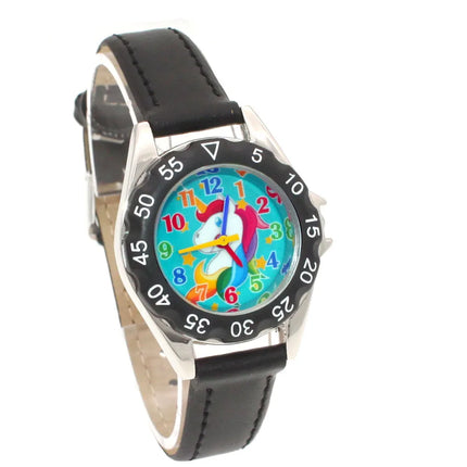 Black Leather Unicorn Watch
