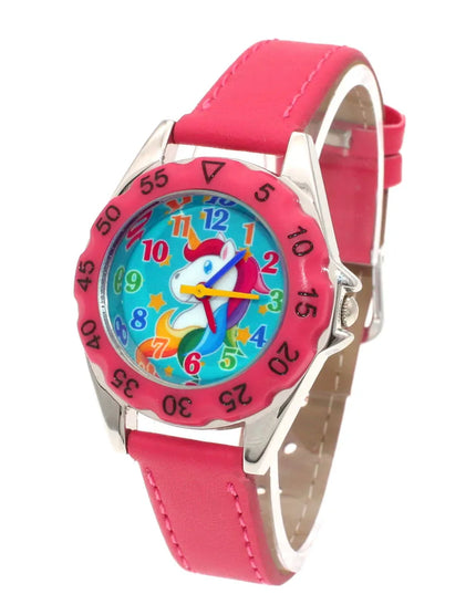 Black Leather Unicorn Watch