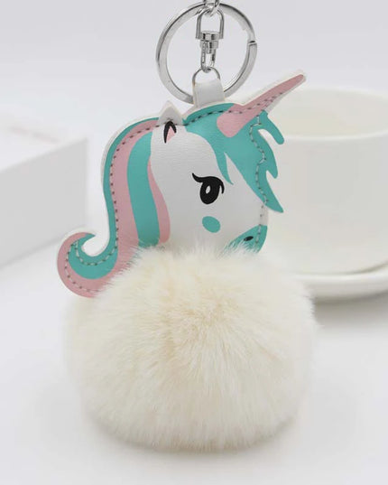 Fluffy Blue Unicorn Keychain
