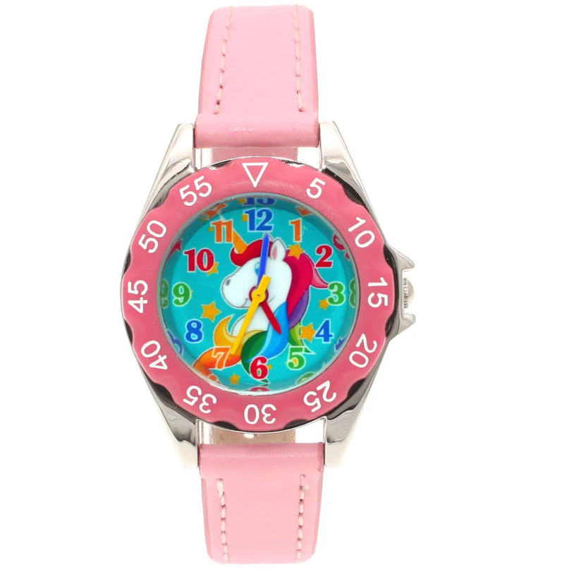 Black Leather Unicorn Watch