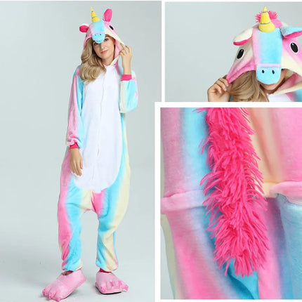 Pastel Gradient Fleece Unicorn Onesie