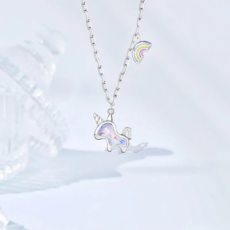 Sterling Silver Crystal Unicorn Necklace