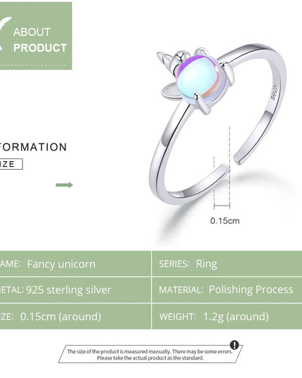 925 Opal Unicorn Open Ring