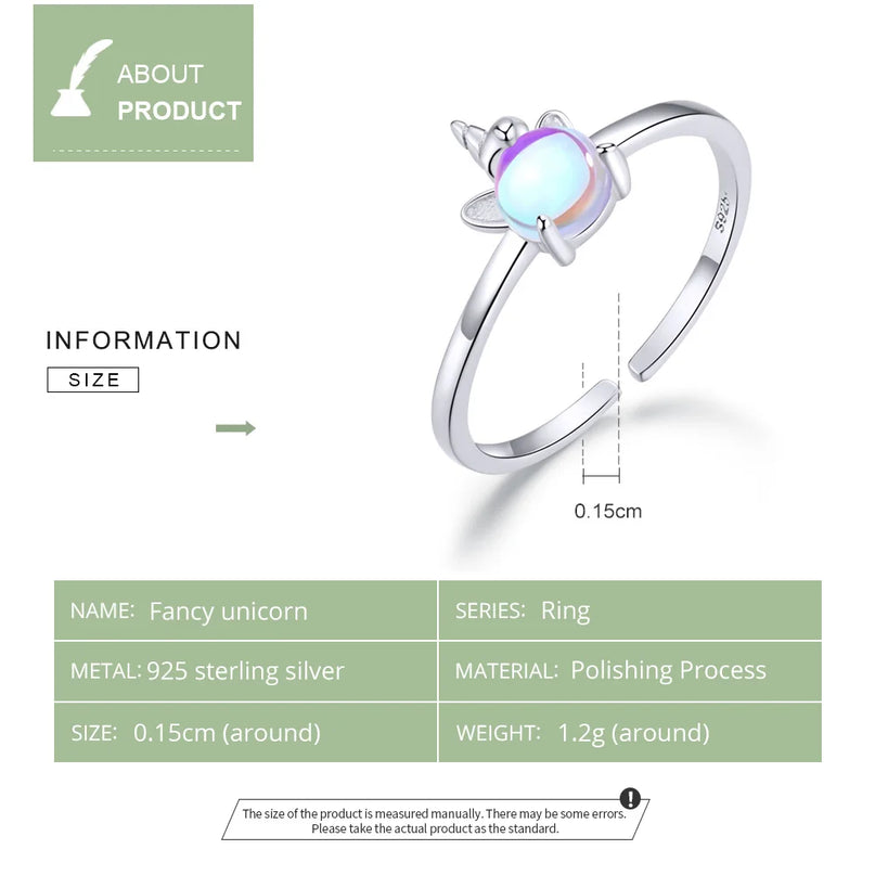 925 Opal Unicorn Open Ring