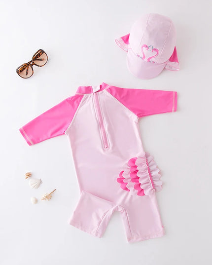 Purple Unicorn Swimsuit Size 7 with Cap