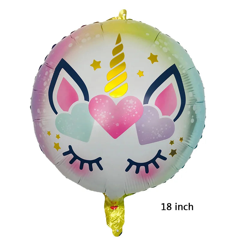 Unicorn foil balloon tied to a chair as a party accent