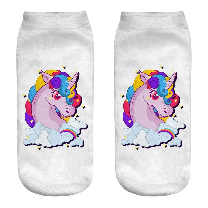 Cartoon Unicorn Head Ankle Socks