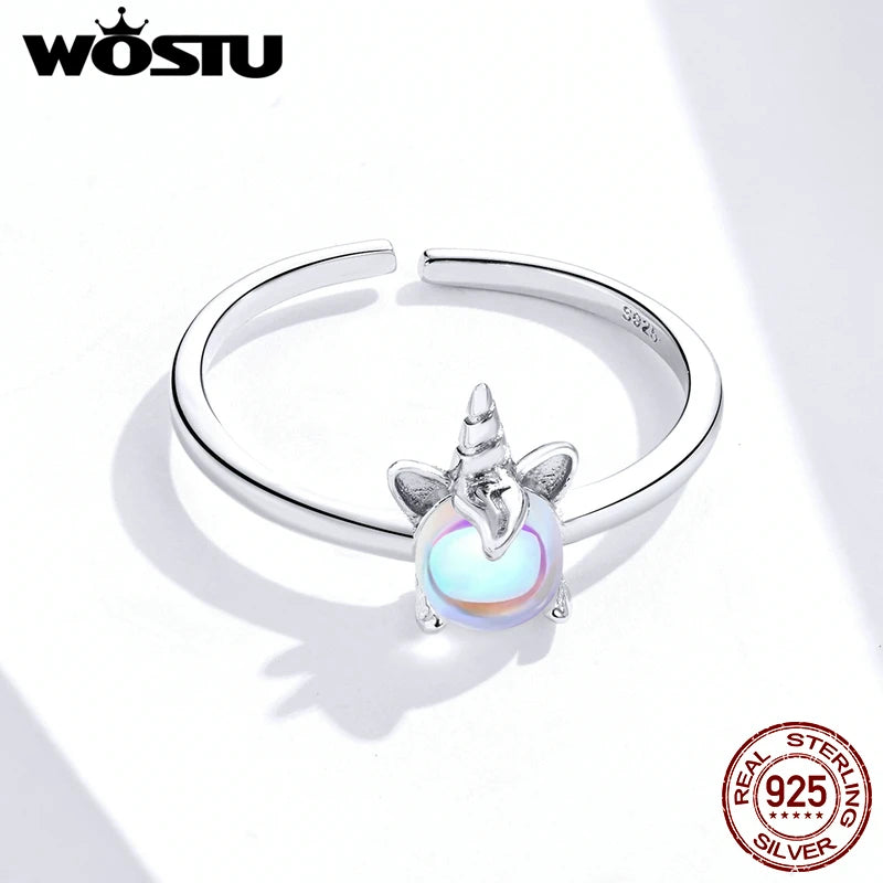 925 Opal Unicorn Open Ring