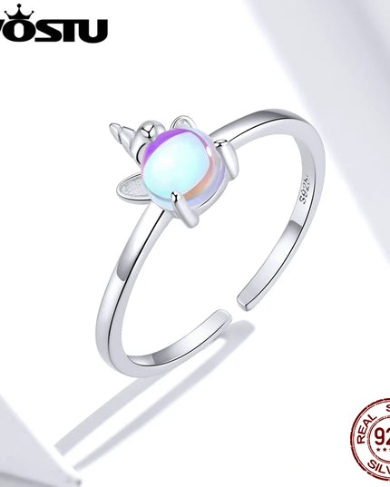 925 Opal Unicorn Open Ring