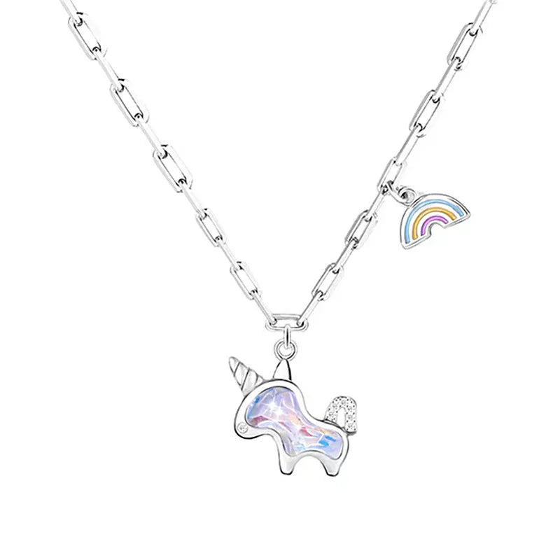 Sterling Silver Crystal Unicorn Necklace