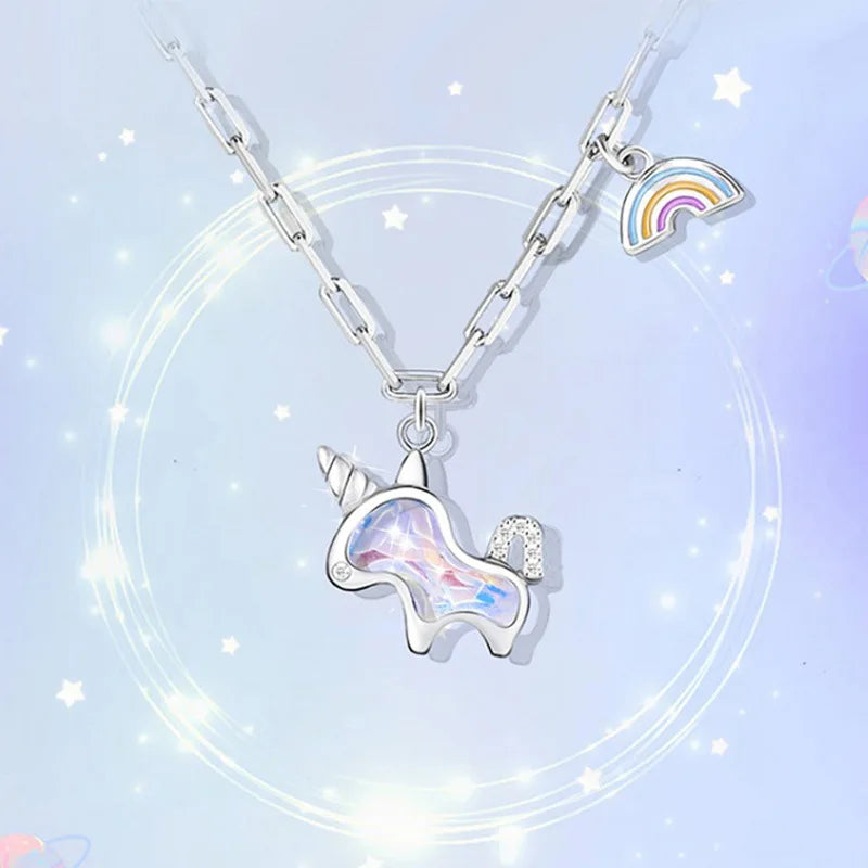 Sterling Silver Crystal Unicorn Necklace