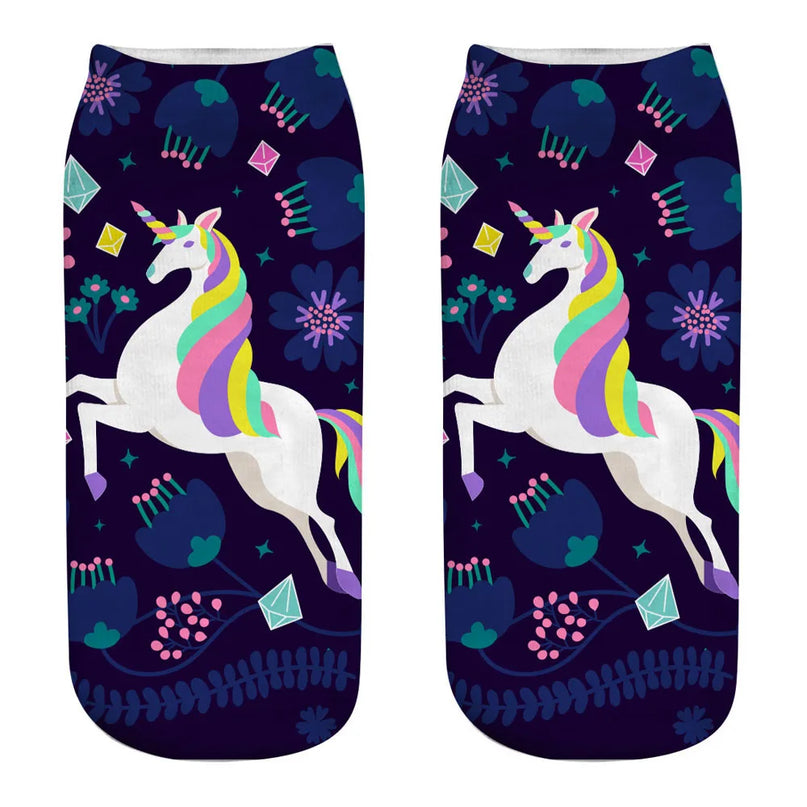 Floral Unicorn Wreath Socks