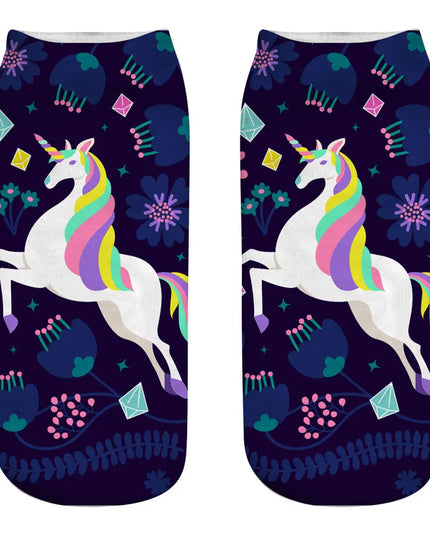 Men's Dark Navy Unicorn Ankle Socks