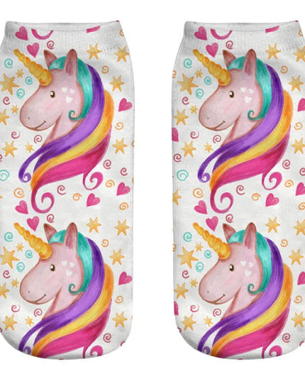 Rainbow Mane Unicorn Ankle Socks