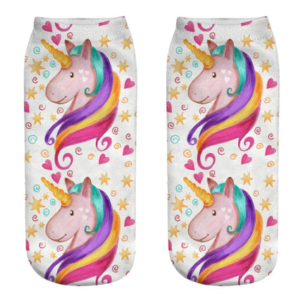 Rainbow Mane Unicorn Ankle Socks