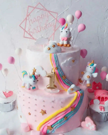 Kawaii Fondant Unicorn Cake Topper
