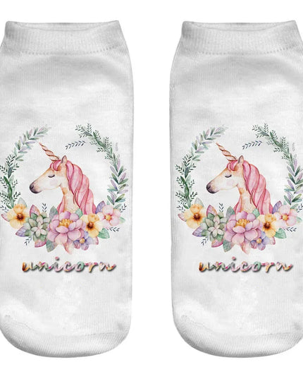 Floral Unicorn Wreath Socks