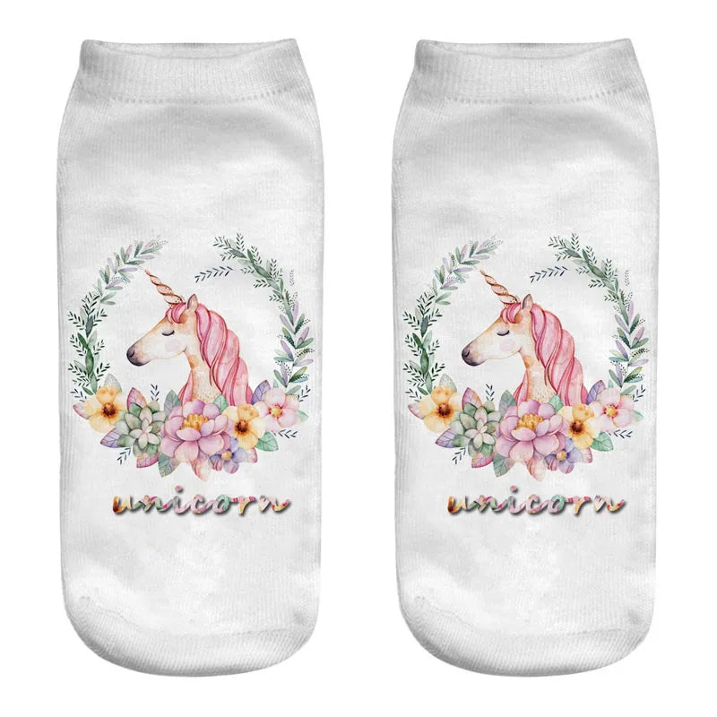 Floral Unicorn Wreath Socks