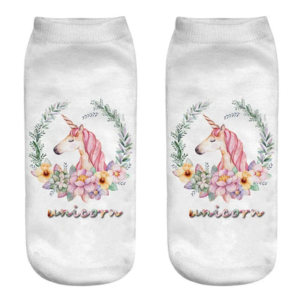 Floral Unicorn Wreath Socks
