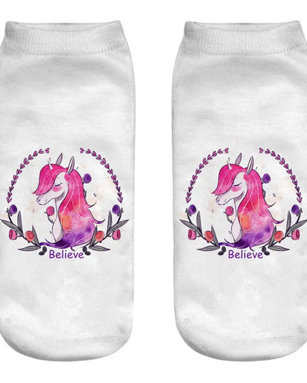Believe Floral Unicorn Socks
