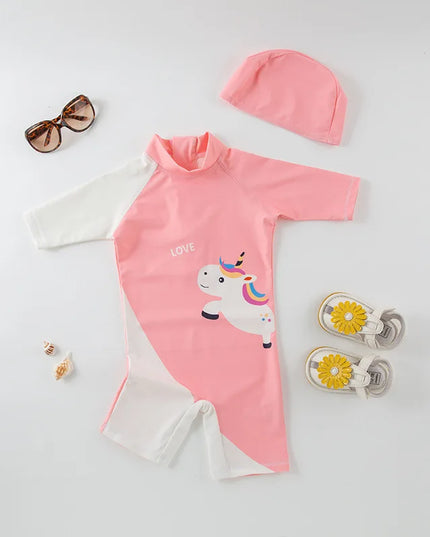 Pink White Unicorn Swimsuit Size 10