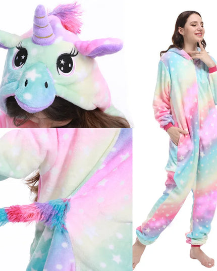 Pastel Rainbow Hooded Unicorn Onesie