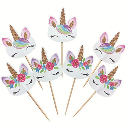 Floral Unicorn Cupcake Toppers Set