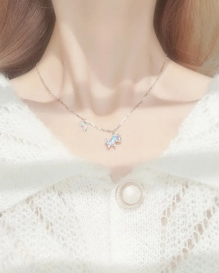 Sterling Silver Crystal Unicorn Necklace