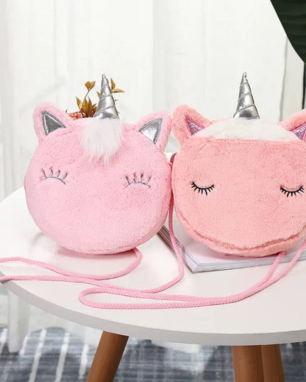 Fuzzy Unicorn Stuffed Animal Purse