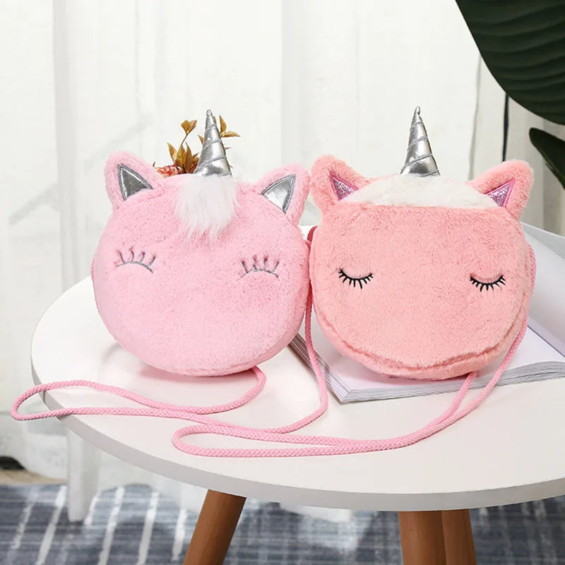 Fuzzy Unicorn Stuffed Animal Purse