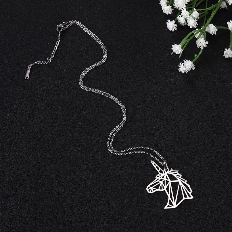 Geometric Black Unicorn Necklace