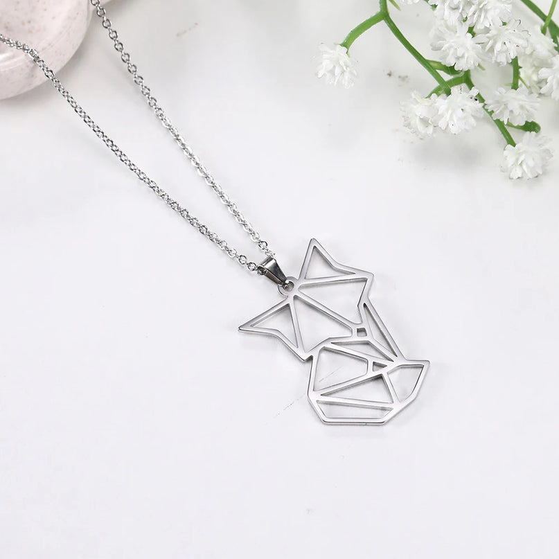 Origami Geometric Unicorn Necklace