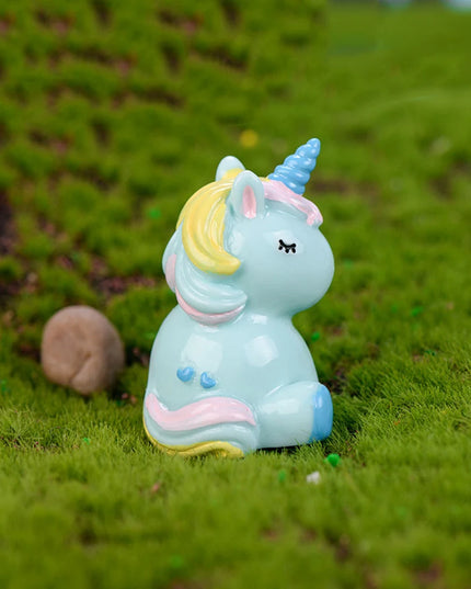 Small Blue Kawaii Unicorn Figurine