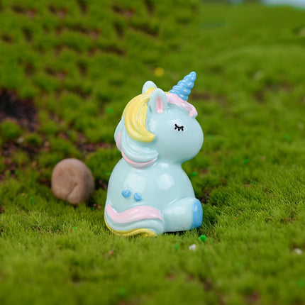 Small Blue Kawaii Unicorn Figurine