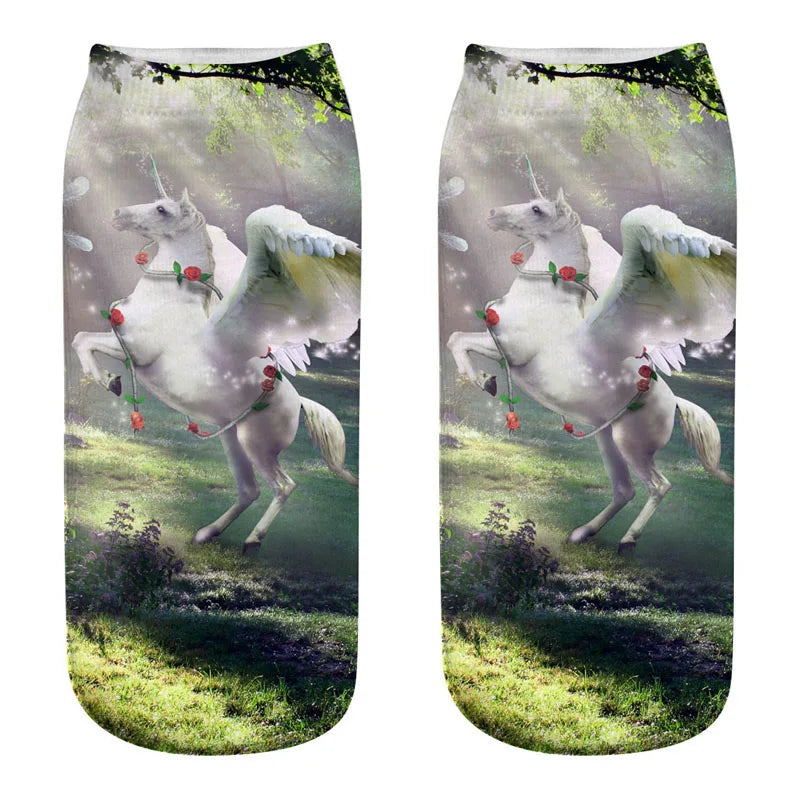 Realistic Unicorn Forest Socks