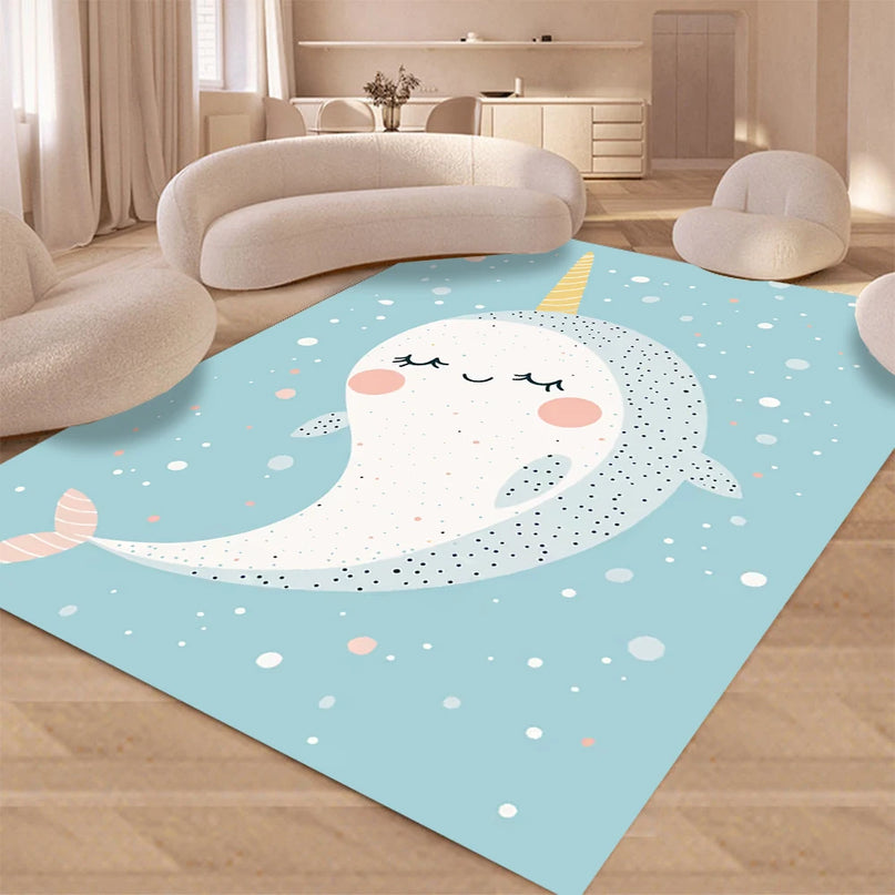 Cute Narwhal Unicorn Rug