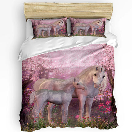 Cherry Blossom Unicorn Family Bedding