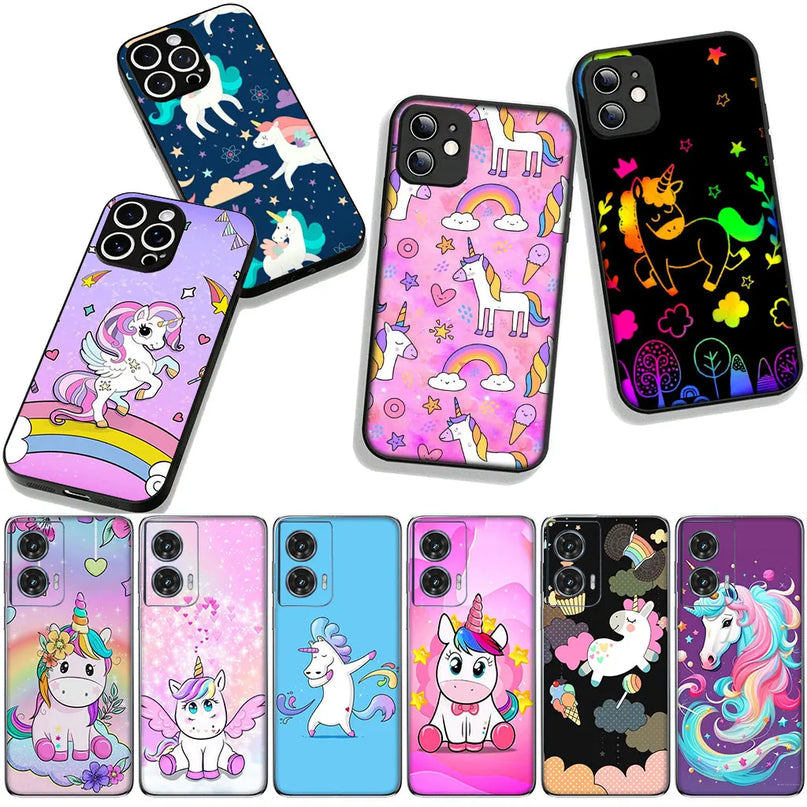 Pink Doodle Unicorn Watercolor Case