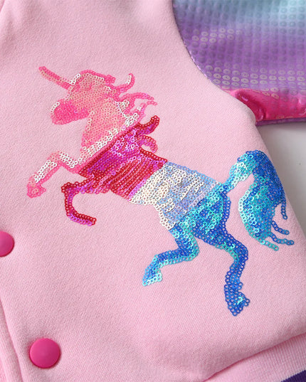 Sparkly Unicorn Sequin Bomber
