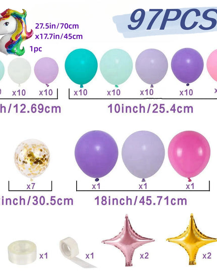 Close-up of pastel pink, lilac and mint balloons from the arch kit