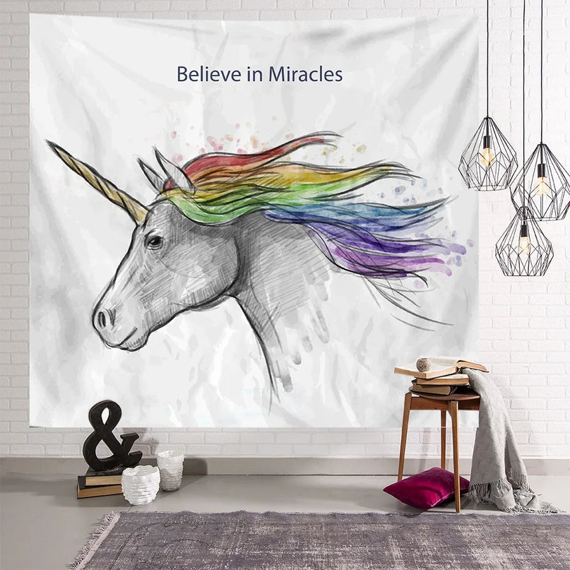 Rainbow Unicorn Tapestry Wall Hanging