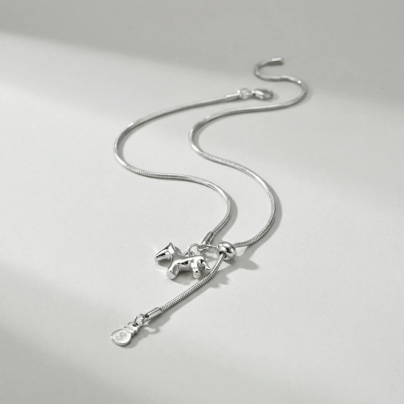 Silver Y-Drop Unicorn Necklace