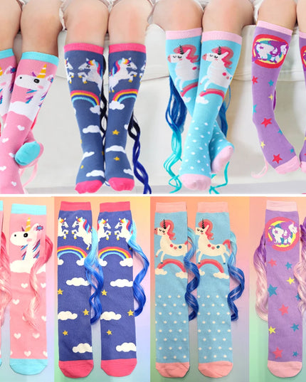 Unicorn Crew Socks with Real Mane