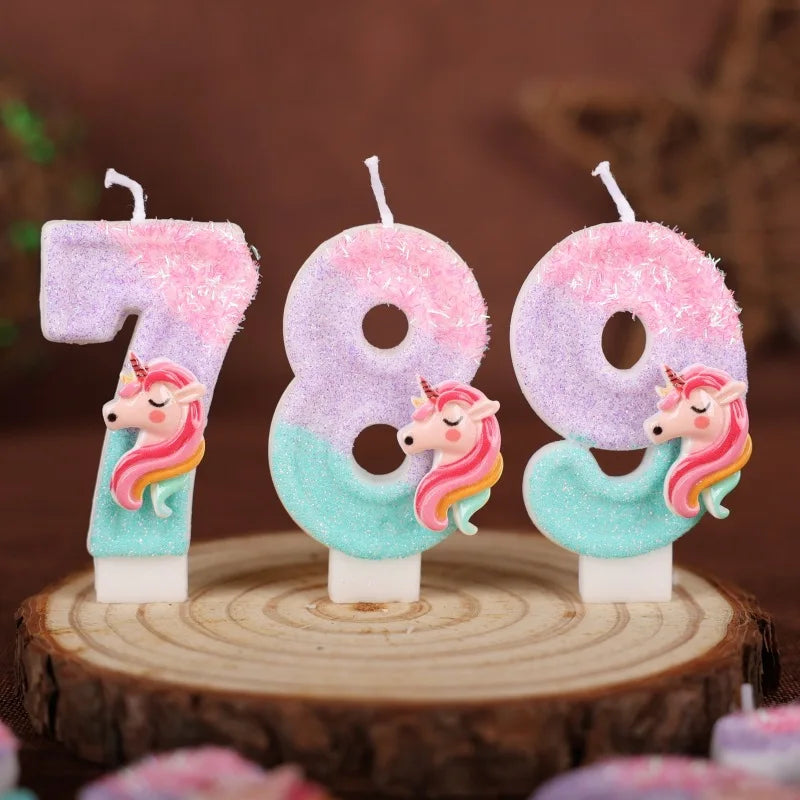 Unicorn Number 8 Birthday Candle