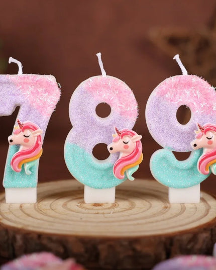 Glitter Unicorn Number 4 Candle